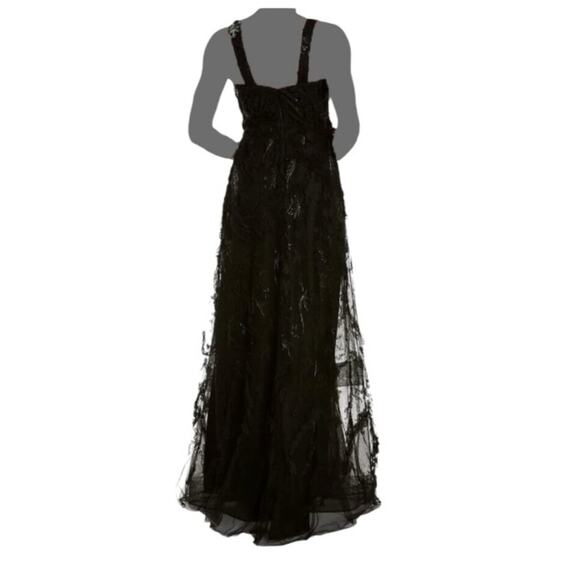 Rickie Freeman Teri Jon Black Gown Floral Strap Sleeveless Maxi Size 10 - Picture 6 of 7